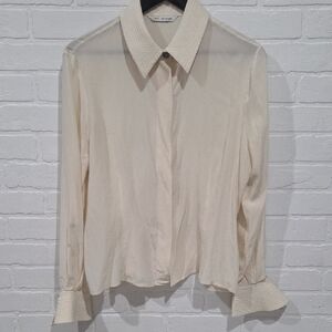 St. John Silk Blouse with Textured Collar